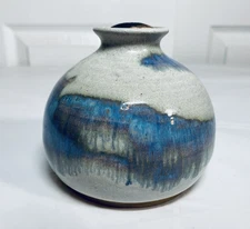 VTG Artist Signed Studio Earthenware Tabletop Oil Lamp Burner Vase~Rustic Home