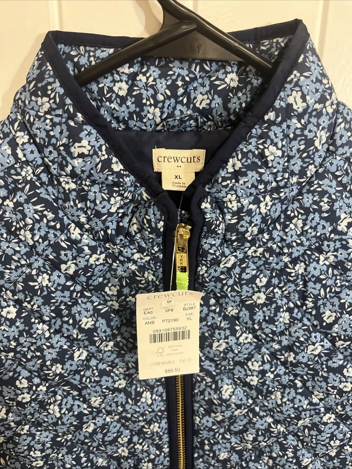 Chaleco Floral Azul Marino Crewcuts Talla XL NUEVO CON ETIQUETAS Primavera Otoño Clásico Preppy Niñas NUEVO RARO Foto 2 de 4