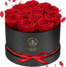 Forever Flowers 12 Red Roses in A Box Real Preserved Roses for Women, Mother