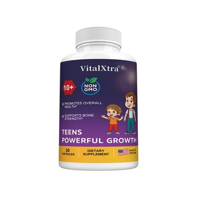 Non-GMO Teen Growth Supplement with Calcium,Vitamin D3&K2,Bone Health 30~120Caps