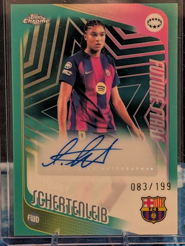 2025-26 Topps Chrome UWCL - Future Stars Sydney Schertenleib Aqua Auto /199