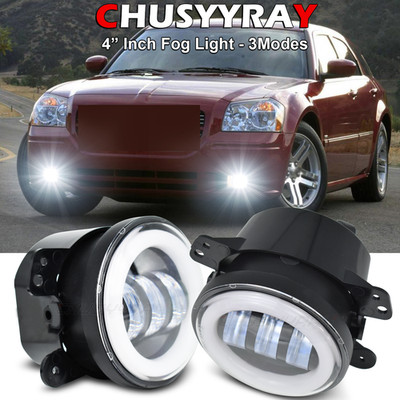 For 2005 - 2006 2007 Dodge Magnum Pair 4'' inch Round Bumper LED Fog Lights