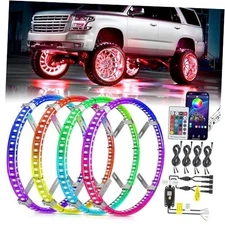  4PCS Double Row LED Wheel Ring Lights RGB with APP and 17.5inch RGB-Double Row