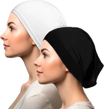2 Pcs Hijab Undercaps No Slip for Women Islamic Muslim Hijab Cap Scarf Cozy Sati