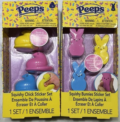 BOTH Peeps Squishy Chick  & Squishy Bunnies Set Easter Toy 3 pack Easter Filler