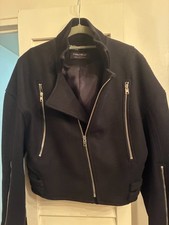 ZARA Manteco Fine Italian Wool Cropped Bomber Jacket Retail $169.  Sz L.  NWOT