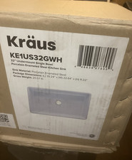 BRAND NEW KRAUS PINTURA 32 - INCH KE1US32GWH PORCELAIN STEEL UNDERMOUNT