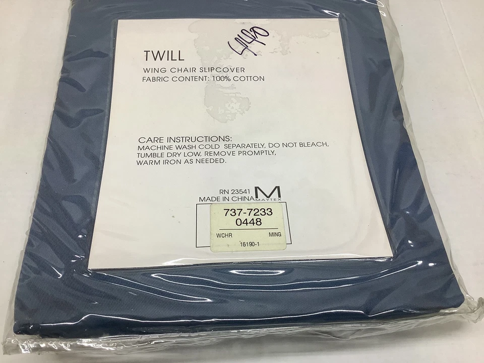 Funda protectora para silla Maytex Twill Wing azul 100 % algodón Foto 2 de 4