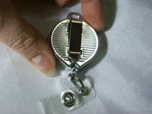 CANDY CRUSH PINK CAP CHROME ID BADGE REEL Lanyard Attachment Holder clear snap - Picture 3 of 3