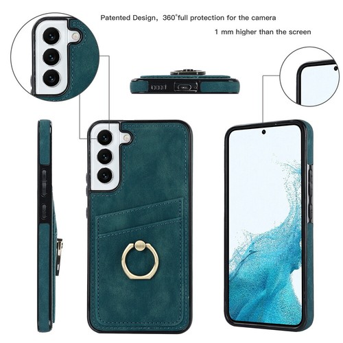 Leder Geldbörse Karten Slot Etui Abdeckung Metall Ring Ständer für Samsung S20 S21 S22 S23 - Bild 33 von 51