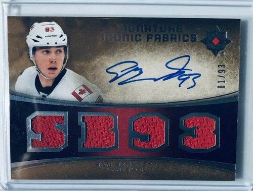 2015-16 Sam Bennett /93 Ultimate Signature Iconic Fabrics UD 15/16 Rookie RC SP