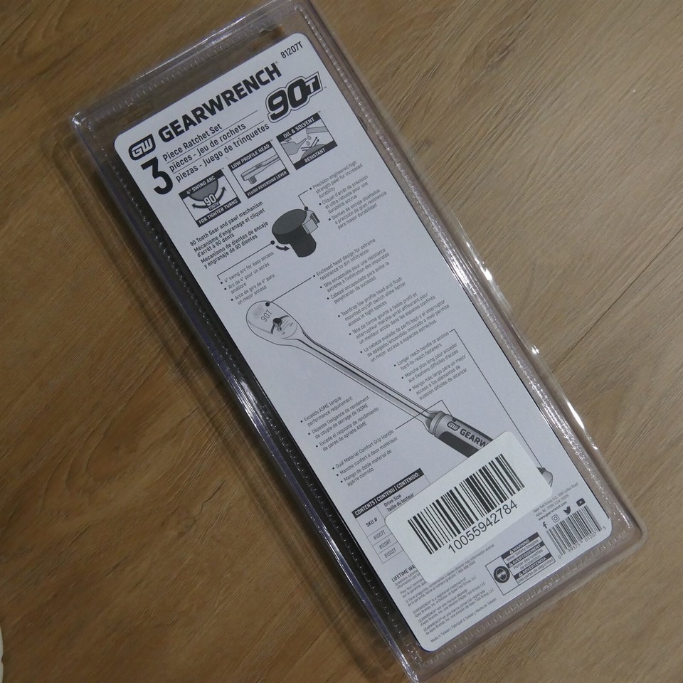 GearWrench 81207T 3pc 90T Cushion Grip Locking Flex Head Ratchet Set