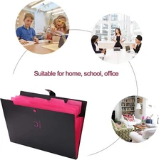 Nicecho 8 Pocket Accordion Expanding File Organizer, A4 Letter Size (Black)