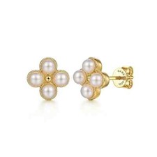 Gabriel & Co. 14K Yellow Gold Pearl Bujukan Stud Earrings EG14578Y4JPL
