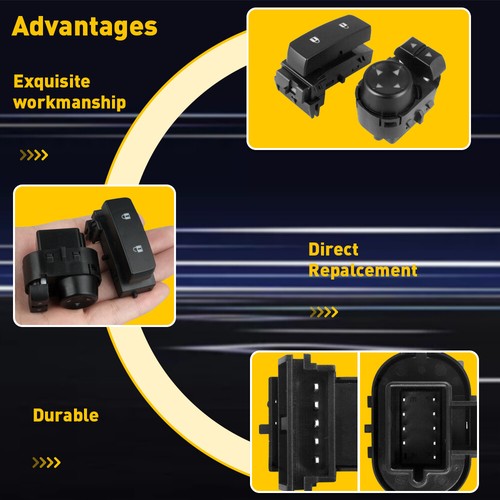 Mirror + Door Lock Switch For 2007-2014 Chevy Silverado GMC Sierra 2500HD 3500HD - Foto 8 di 12