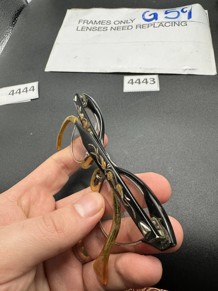 Vintage 50's Style American Optical Horn Rim Glasses 1/10 12K Gold Filled 5 1/2 - Image 3 of 4