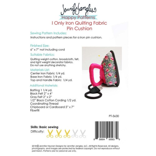 Jennifer Jangles I Only Iron Quilt Fabric Pin Cushion Pattern - 第 2/2 張圖片