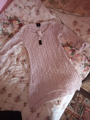 NICE RIVER ISLAND KNITWEAR LONG COTTON JUMPER,CREAM, SIZE UK 6,TAGGED,NEW - 第 1/9 張圖片
