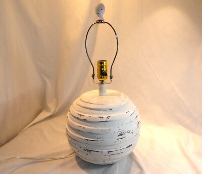Fangio Nature Ceramic Table Lamp W-8826 Distressed White No Shade 10'' Diameter