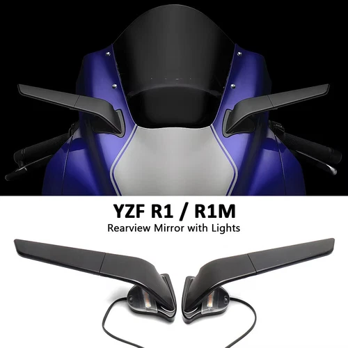Motorcycle Rearview Mirrors Wind Wing with LED For Yamaha YZF R1 R1M 2020 - 2025 - Foto 10 di 22