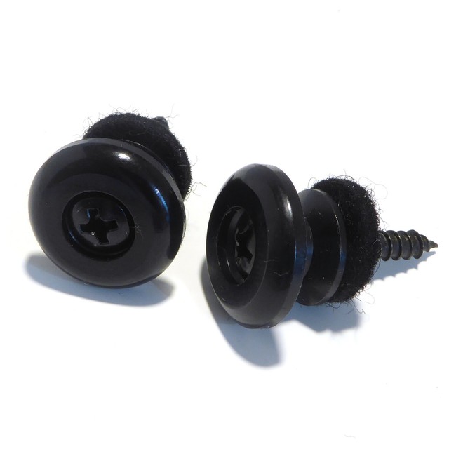 Pair of Large guitar strap pins / buttons in chrome black, nickel or