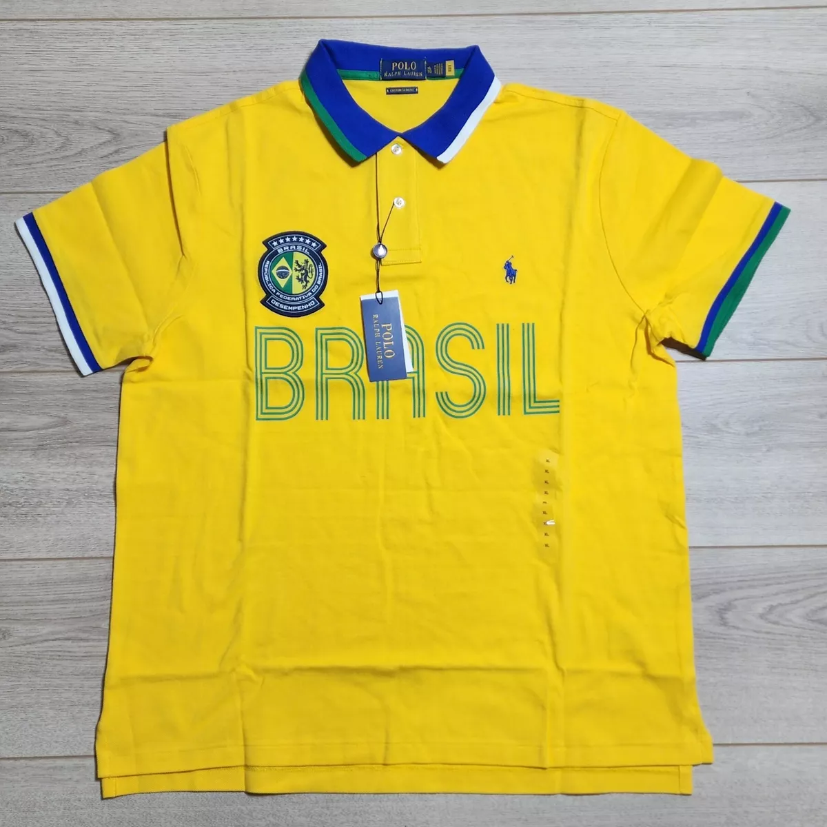 Polo Ralph Lauren Men's Brazil Mesh Polo Shirt Yellow Custom Slim