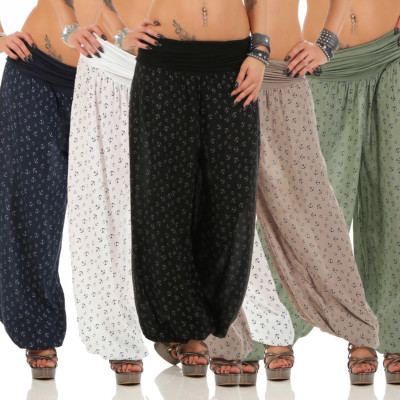 Hose Damen Sommerhose Sommer Pumphose  Freizeithose Strandhose Aladin Pluder