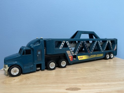 Vintage 1997 Mattel Hot Wheels 19" Cargo Carrier Black Semi Truck 2-Level