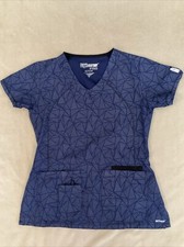 Grey  s Anatomy Scrub Top navy blue Print Active Small Womens