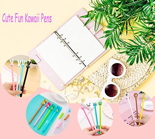 70pcs Cute Novelty Gel Ink Pens Cartoon Animal 0.5 mm Black Ink Pens Bulk for - Picture 6 of 7