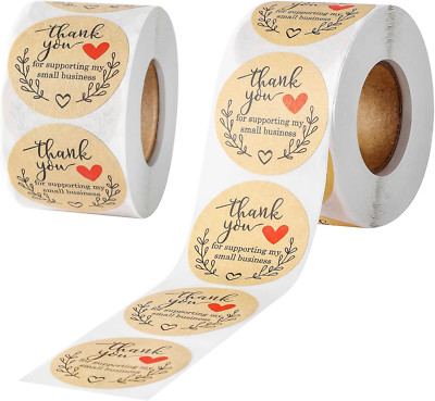 Thank You for Supporting My Small Business Stickers 1.5 Inch 2 Rolls Total 1000 