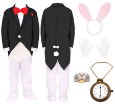 KIDS MR WHITE RABBIT COSTUME CHILDS FANCY DRESS GIRLS BOYS BOOK DAY CHARACTER