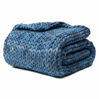 YnM Knitted Weighted Blanket, Hand Made Chunky Knit Weighted Throw Blanket
