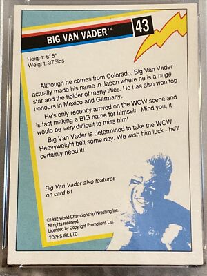 スポーツ BIG VAN VADER Big Van Vader 2018 Topps Legends of WWE Card #53 WCW All New