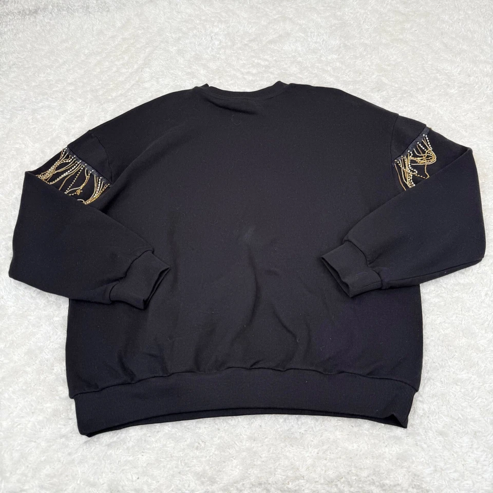 Moletom feminino Topshop EUA 10 preto corrente franja rock punk rua vlogger - Imagem 2 de 4