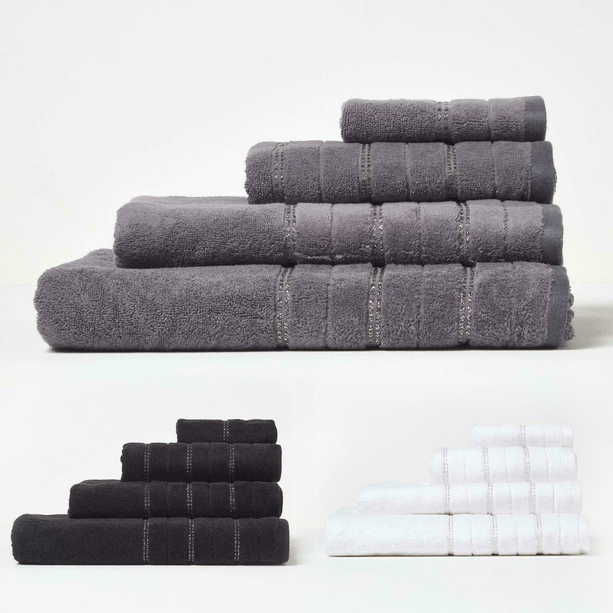 100% Cotton Glitter Border Towel, Face, Hand, Bath Towel, Bath