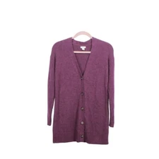 LL Bean Women's The Essential Sweater Cocoon Cardigan Wine Heather Size Small