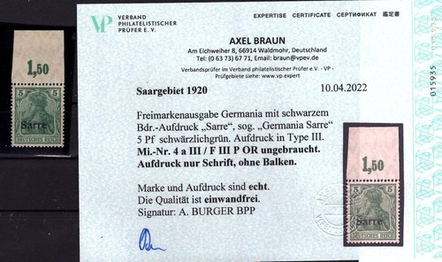 Saar 4aIII / Fiii Or Margine Superiore MH + Gepr. Finding (T5995