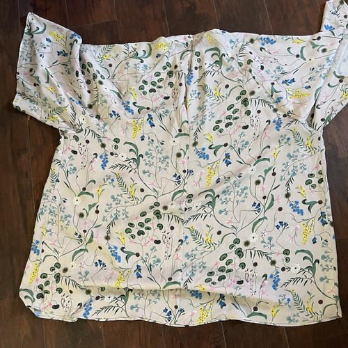 Anna Glover x H&M Kleid Damen Gr. L mehrfarbig Blumen Raglanärmel hochgeschlossen - Bild 5 von 7