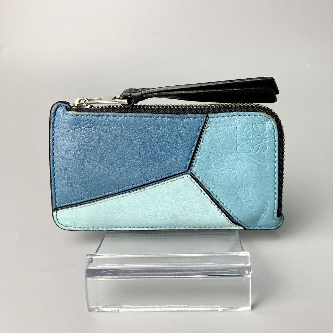 LOEWE Puzzle Mini Wallet Coin Case Blue Women's From Japan i7827