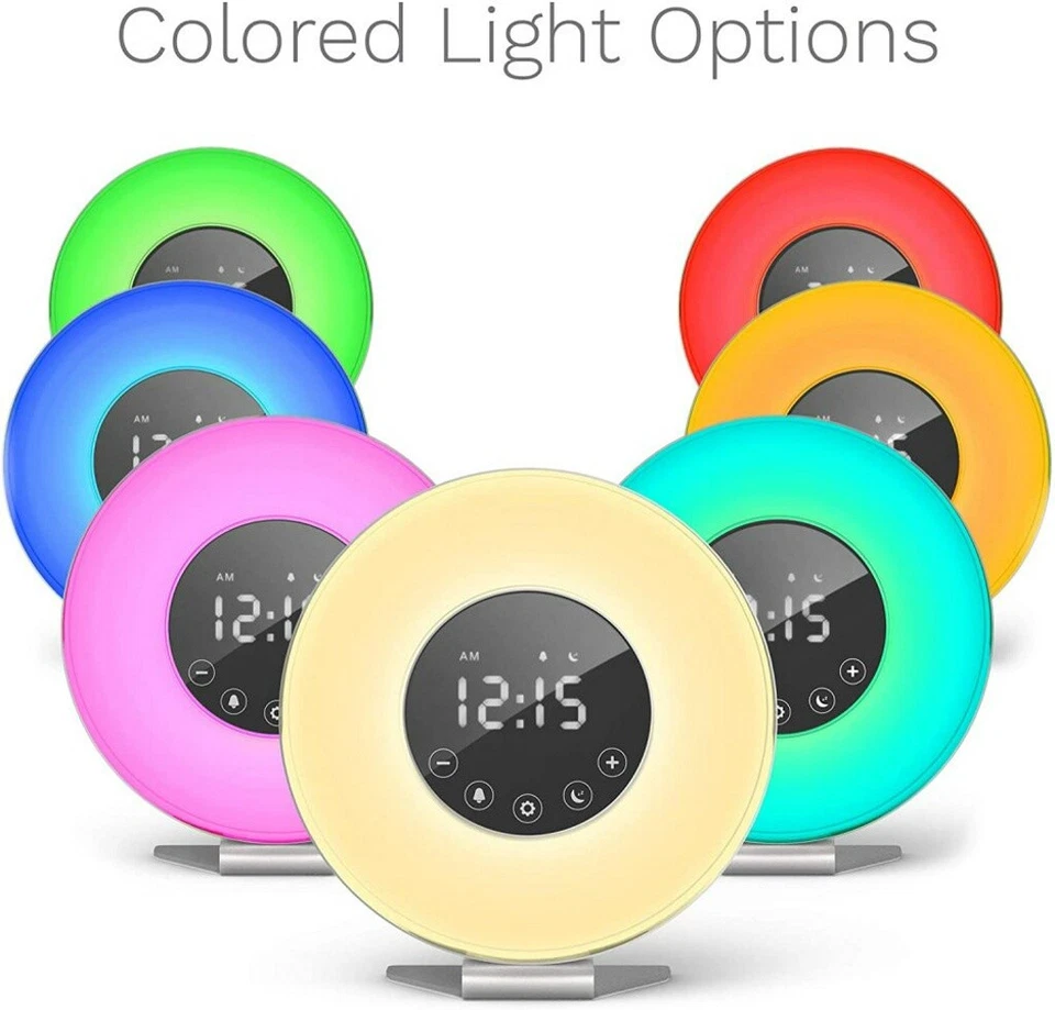 Wake-up Alarm Clock LED Sunrise Light FM Radio Touch Night Lamp Snooze - Image 4 of 4