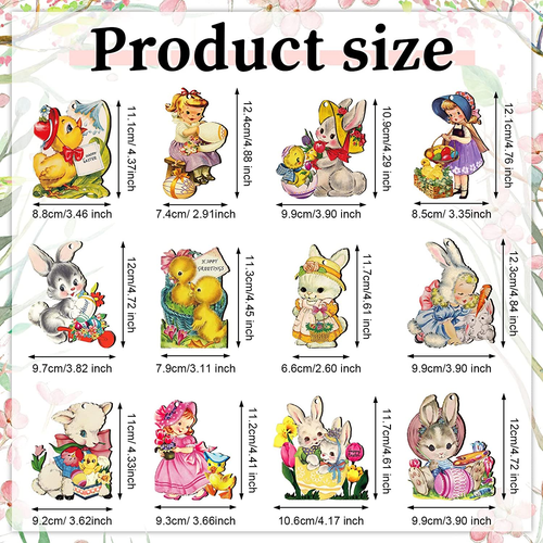 24 Pcs Vintage Easter Wooden Hanging Ornaments Retro Easter Ornament for Tree - Picture 3 of 7