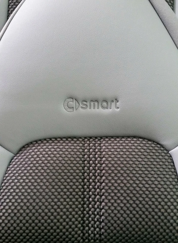 CAR SEAT COVERS (2 pcs) | Made for SMART | Gray Leatherette with Gray-Black Net Foto 4 de 4