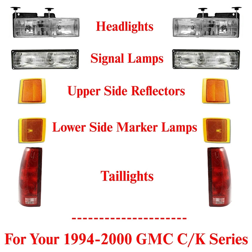 前灯套件 + 尾灯适用于 1994 - 2000 年 GMC C/K 系列 — 第 2/4 张图片