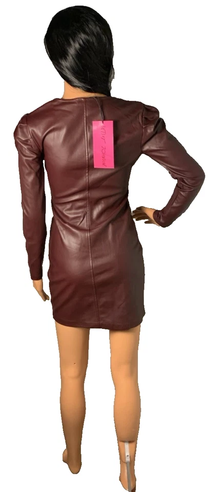 Mini Vestido Betsy Johnson Para Mujer Talla 2 Borgoña Imitación Cuero Nuevo Con Etiquetas Foto 3 de 4