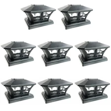 8 Black / Bronze / Brown / White 6 x 6 Solar Post Lights Outdoor Cap Fence Lamp