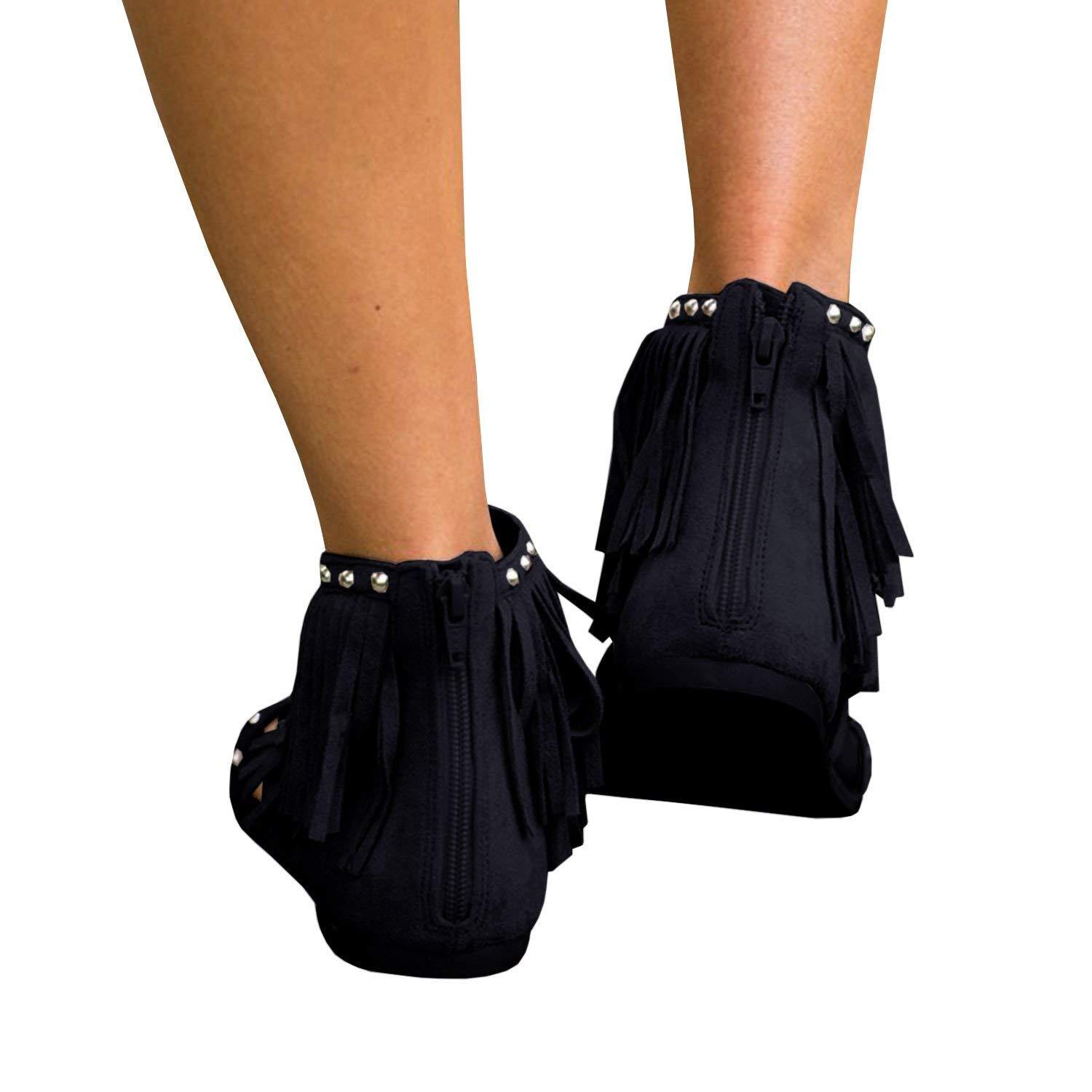 Syktkmx Womens Fringe Tassel Thong Wedge T T T Strap Flat Ankle Wrap Flip Flops 7af6d9 Syktkmx Womens Fringe Tassel Thong Wedge T T T Strap Flat Ankle Wrap Flip Flops 7af6d9