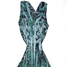 Green and blue paisley print