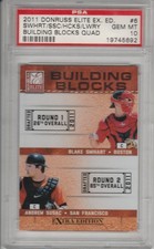 2011 Donruss Elite Building Blocks Quad #6 PSA 10 w/ Swihart Susac Lowery Hicks