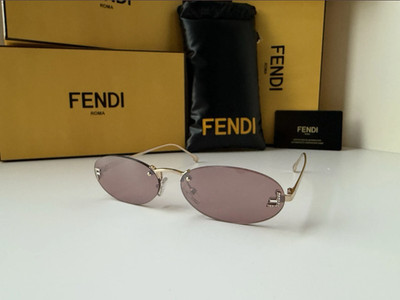 Fendi First Crystal FE4075US 28Z Rose Gold Light Pink Lens Sunglasses  Authentic